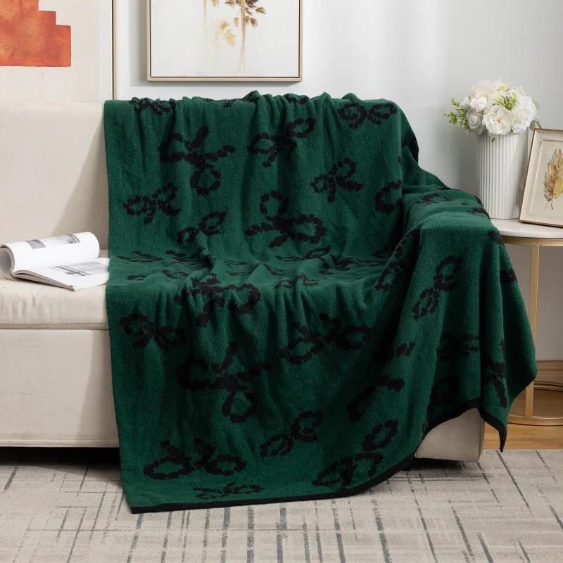 

2025 Горячая распродажа плюшевый олень вязаный новый продукт бант вязаный плед один плед многоцелевой диван кондиционер плед 130x170cm 1pcs