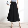 Plus Size Women Pants Female Chiffon Solid Wide Leg Pants Elastic Slacks Trousers
