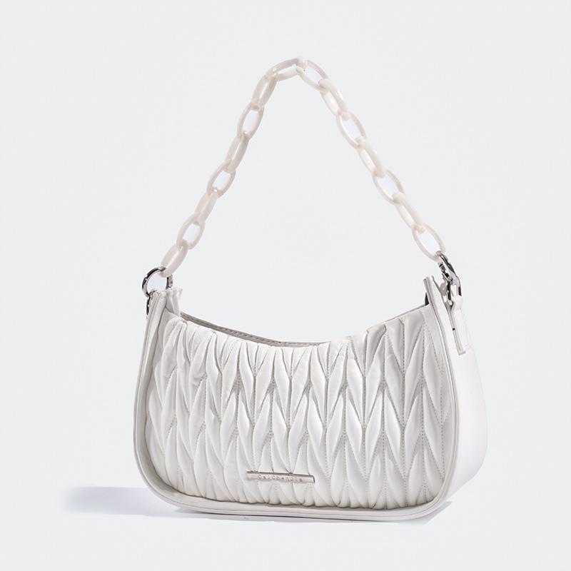 

Сумка через плечо для женщин, роскошная дизайнерская плиссированная сумка из искусственной кожи, модная трендовая сумка через плечо с акриловой цепочкой и кошелек