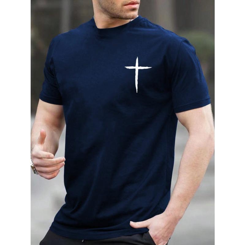 

New Men s Casual Short Sleeved T-shirt with Round Neck Embroidered 3D Rose Simple Top T-shirt 6XL
