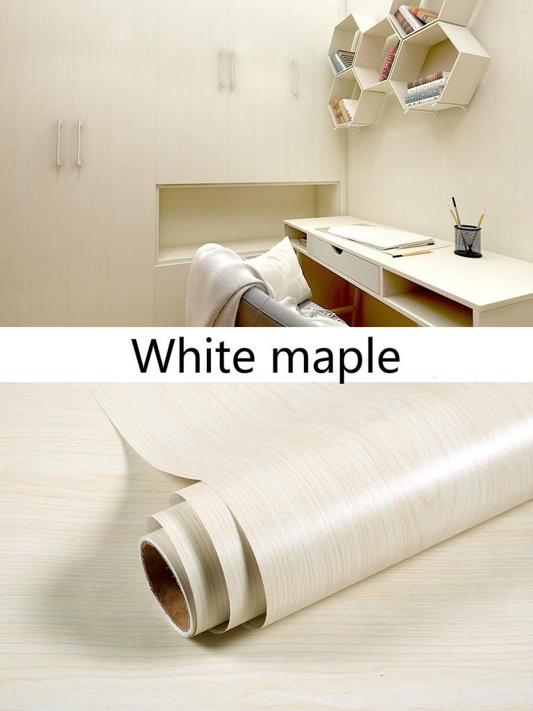 Vinyl Waterproof Wood Grain Wallpapers Self-adhesive Stickers For Kitchen Ambry Furniture Wardrobe Table Wall Papers Home Decor