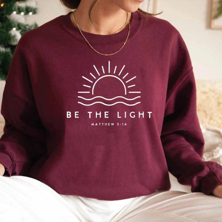 Women Christian Faith Be The Light Hoodie Bible Verse Pullover Mathew 5 14 Religious Sweatshirt Gift Top