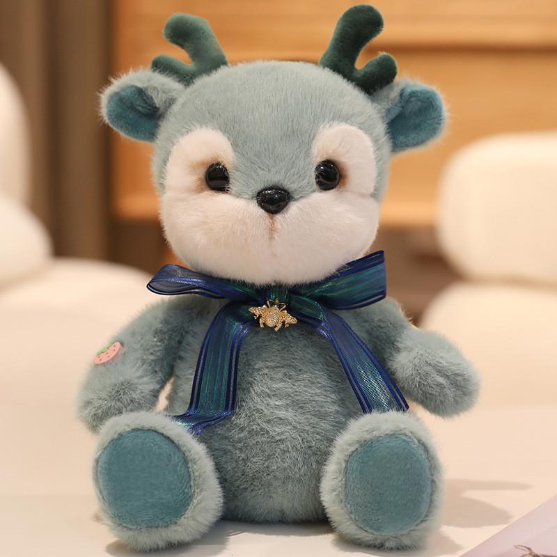 Decoration Bow Cute Deer And Bear Plush Toy Doll For Room Decoration And Gift