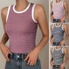Spring 2025 Summer Cross-Border European and American Y2g Sexy Sweet and Spicy Style Knitted Stripes Contrast Color Top Vest Bottoming Shirt