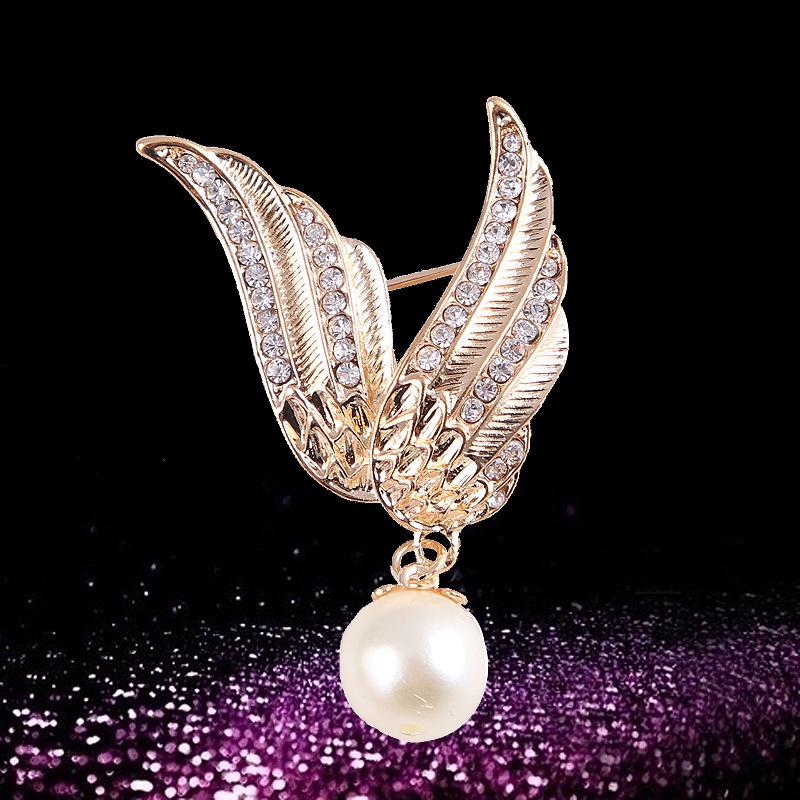 Lanhao Hot-Selling Pearl Swan Rhinestone Flower Brooch - Japanese & Korean Fashion Accessories for Women