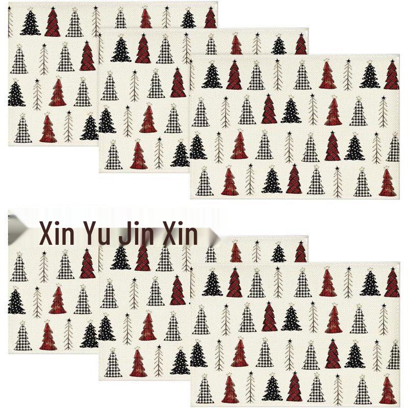 New Christmas Linen Square Placemat - Festive Party Tablecloth Decor, Beautify Coffee Table Mat.