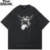 Hip Hop Washed Black Tshirt Streetwear Graphic Doberman Dog T Shirt Cotton Hipster Men Tshirt Harajuku Tops Tees Unisex