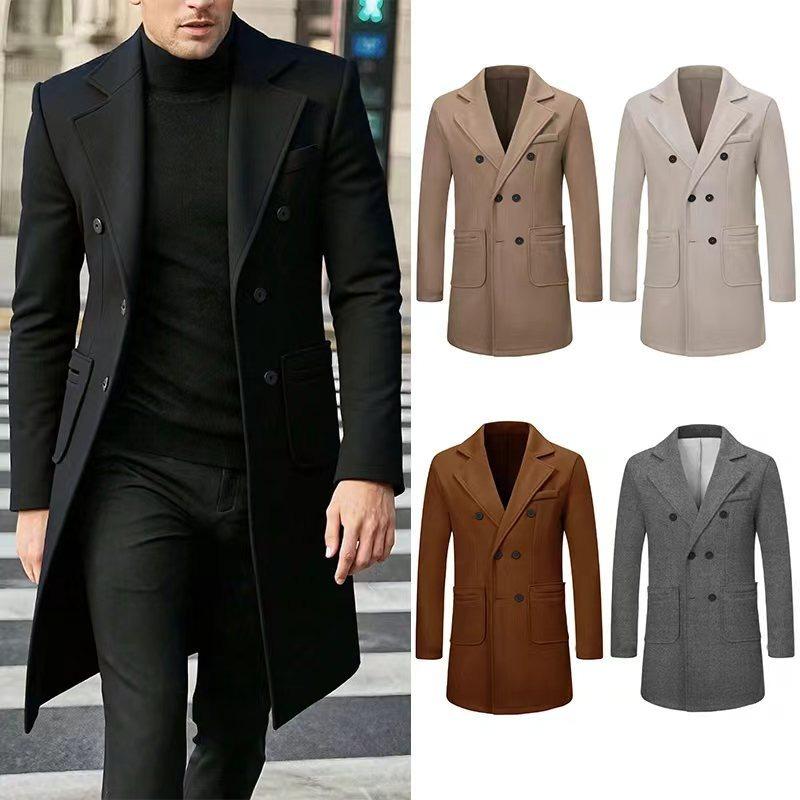Autumn and Winter Men's Woolen Jacket Woolen Coat Casual Trench Coat