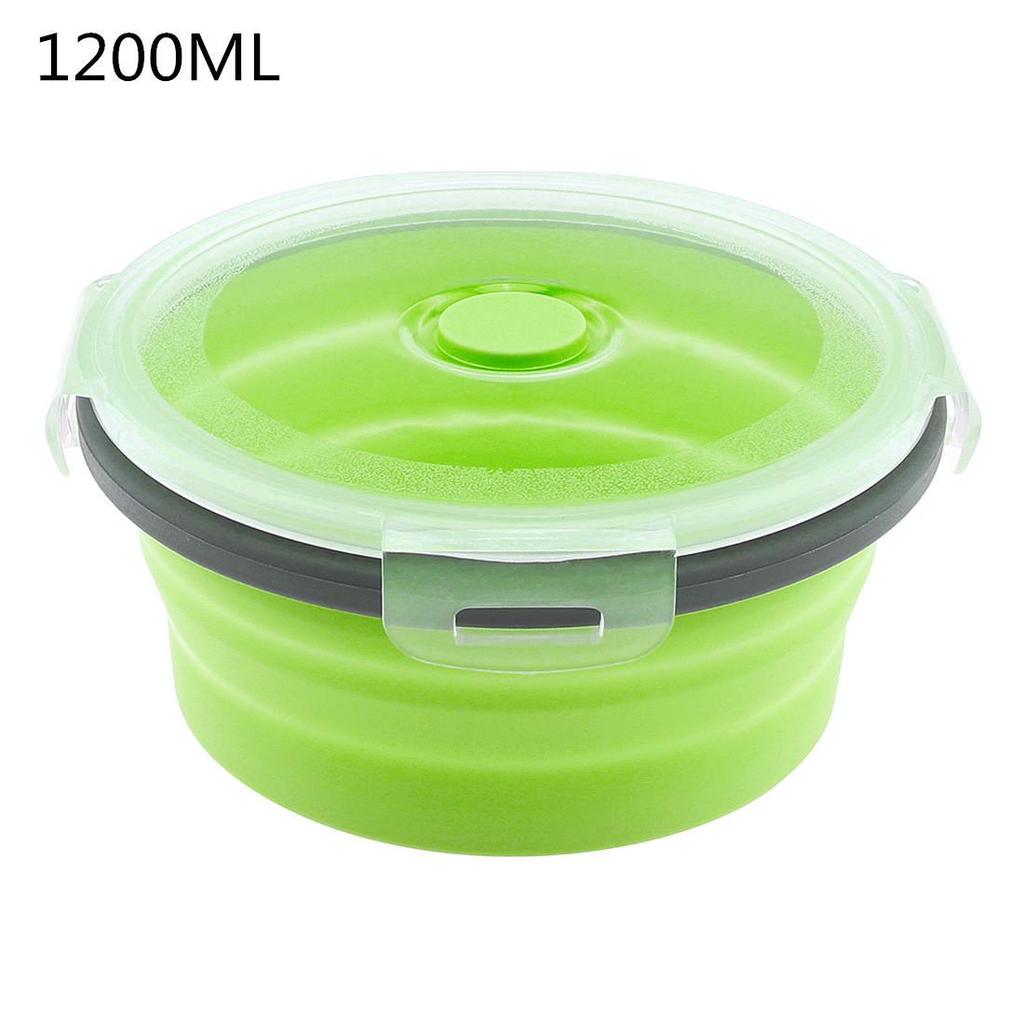 350ML/500ML/800ML/1200ML Přenosný Kruhový Silikonový Skládací Obědový Box Bento Box KTY