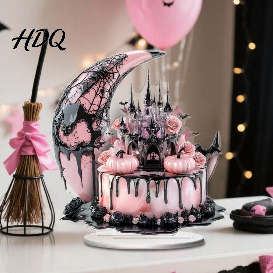 Unique Holiday Party Centerpieces Halloween Dark Style Table Decorations Acrylic Pink And Black Gothic Centerpiece Sweet Cool Home Accents Crescent