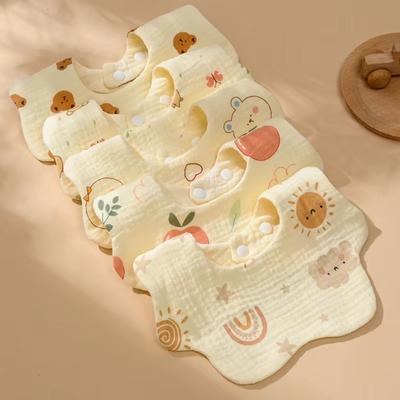 Soft Cotton Baby Bib 6 Layer Feeding Bib Adjustable Kids Saliva Towel Newborn