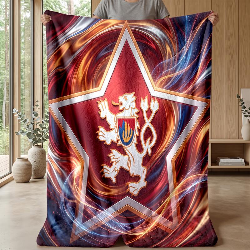 Czech Republi Football Printed Flannel Blanket Skin Friendly Warm Decorative Throw for Indoor Couch Bed Daily Use