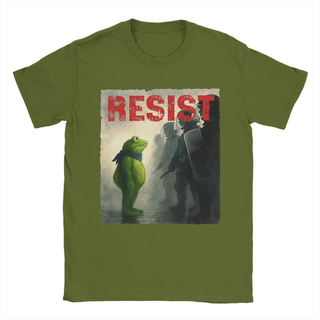 Resist Portland Frog Protest T-Shirt Activist Novelty T-Shirts Short Sleeve Aesthetic Tops Beach Cotton O Neck Oversize Clothes