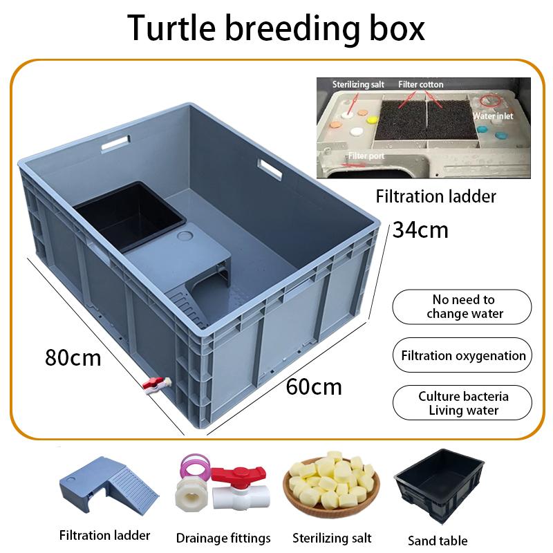 Household Terrariums Large Turtle Breeding Box Aquarium Amphibious Ecological Transport Box Thickened Turtle Tank with Drainage