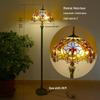 Retro Nordic Style Tiffany Floor Lamp - Colored Glass Light for Living Room, Bedroom, or Study.