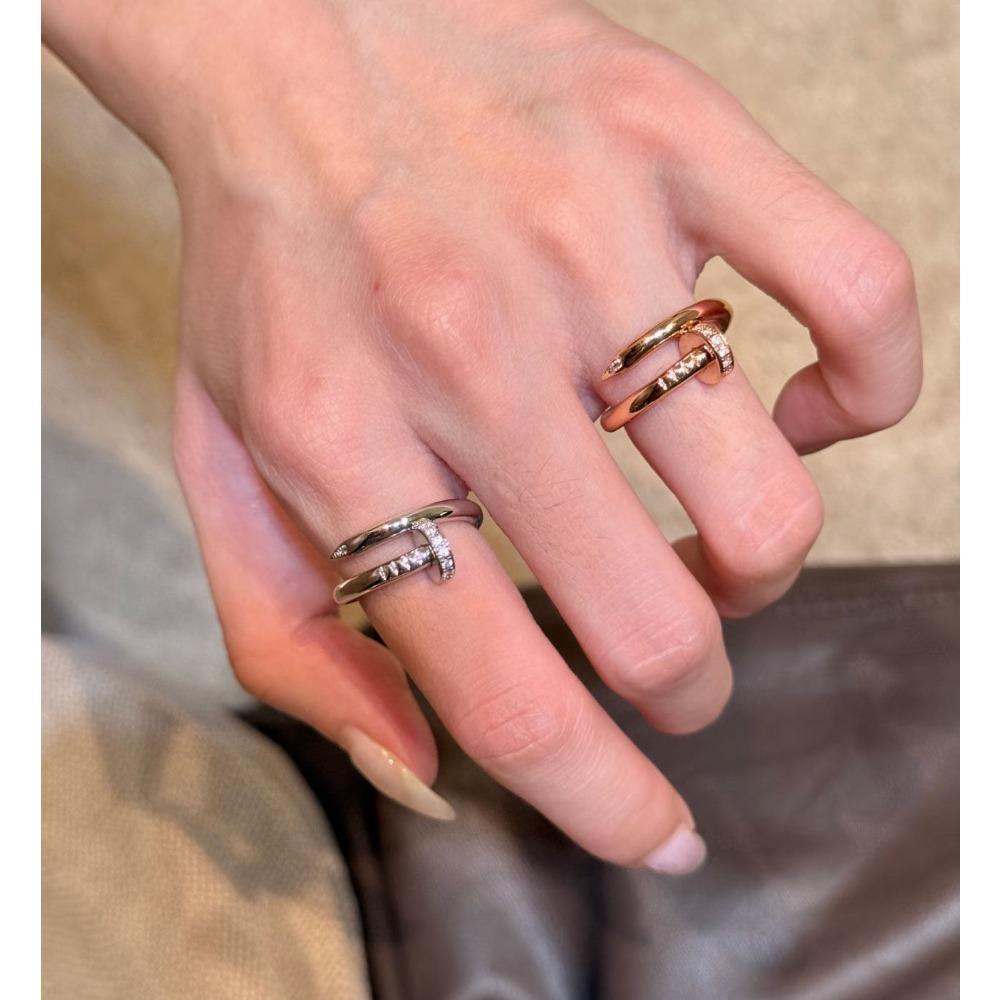 Nail Ring Plated with 8K Rose Gold, Couple Men's and Women's Ring Gypsy, High-end Full Diamond