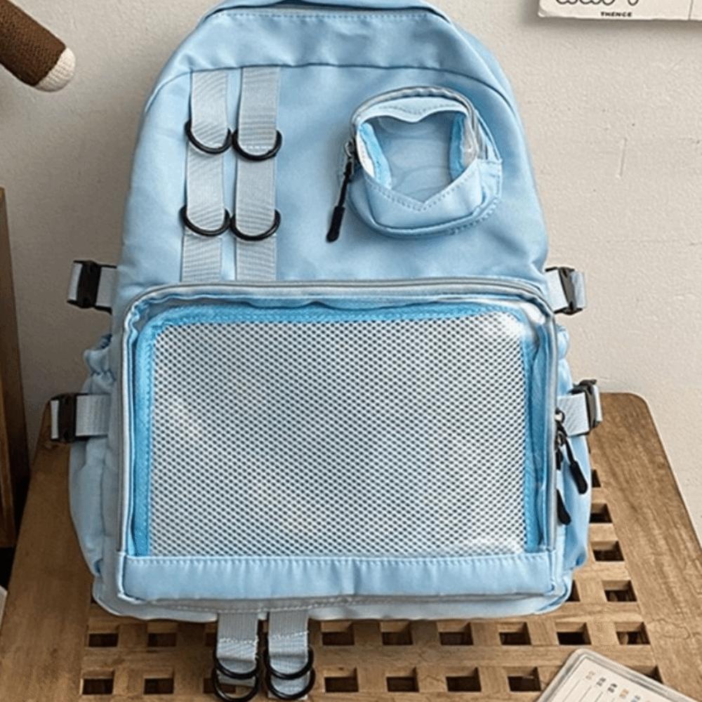 

Large Capacity Students Backpack Mesh School Bag Fashion Transparent Backpack Textbook синій