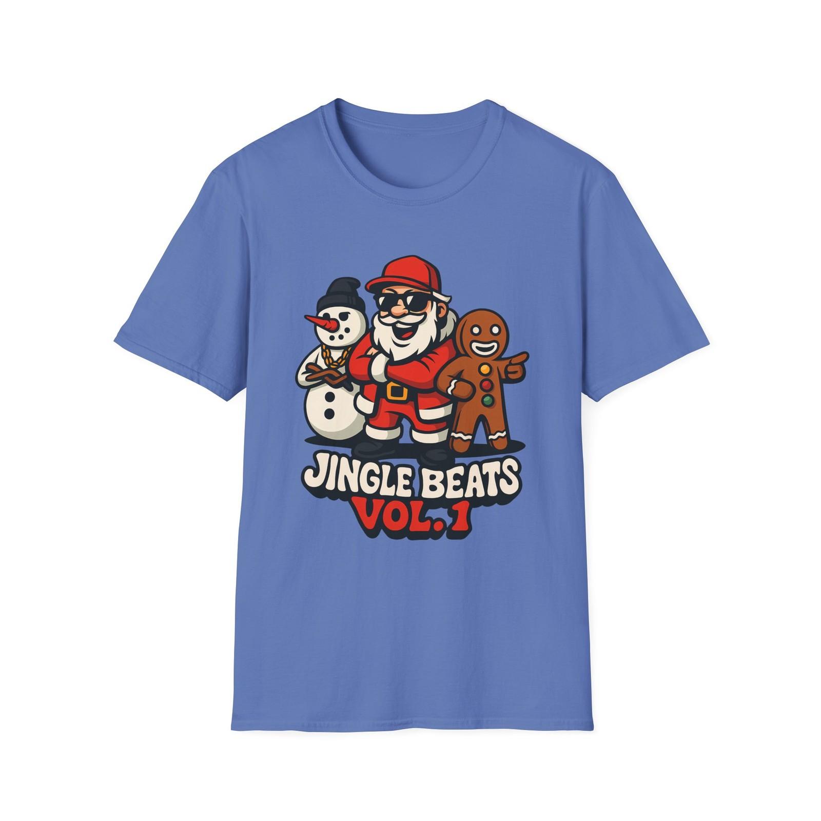 Unisex Softstyle T-Shirt Mens Womens Tees Top Santa Snowman Gingerbread Hip-Hop Christmas Holiday L