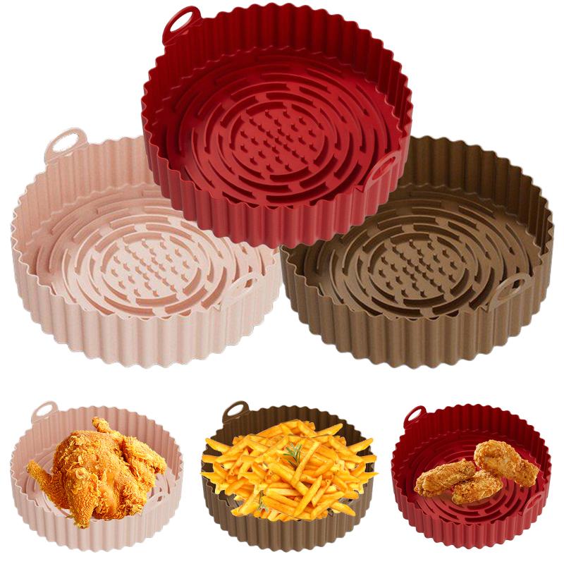 3pcs/2pcs Air Fryer Silicone Pot Reusable Non-stick High Temperature Resistant Air Fryer Liner