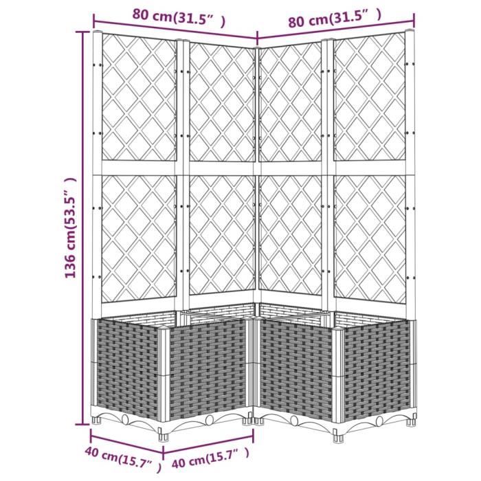 VidaXL Planter with Trellis Black 80x80x136 Cm PP