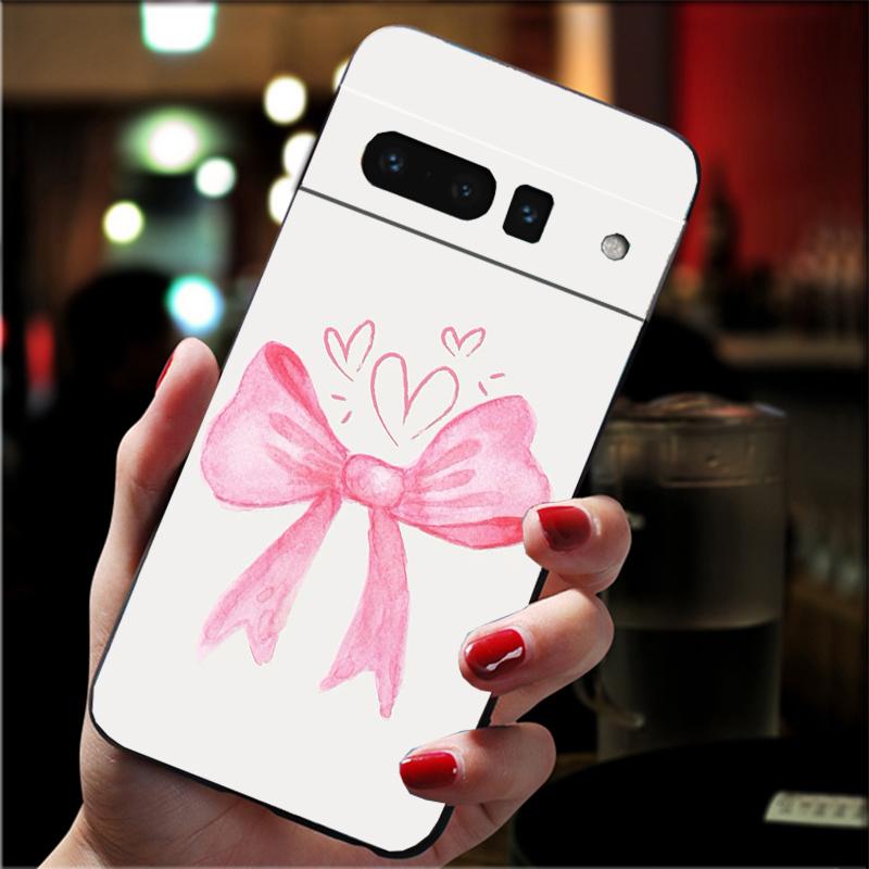 Pink Ribbon Bow Phone Case For Google Pixel 10 9 Pro XL 9A 8 7 6 Pro Pixel 8A 7A 6A Pixel 8 7 6 5 Google Pixel 10 Pro