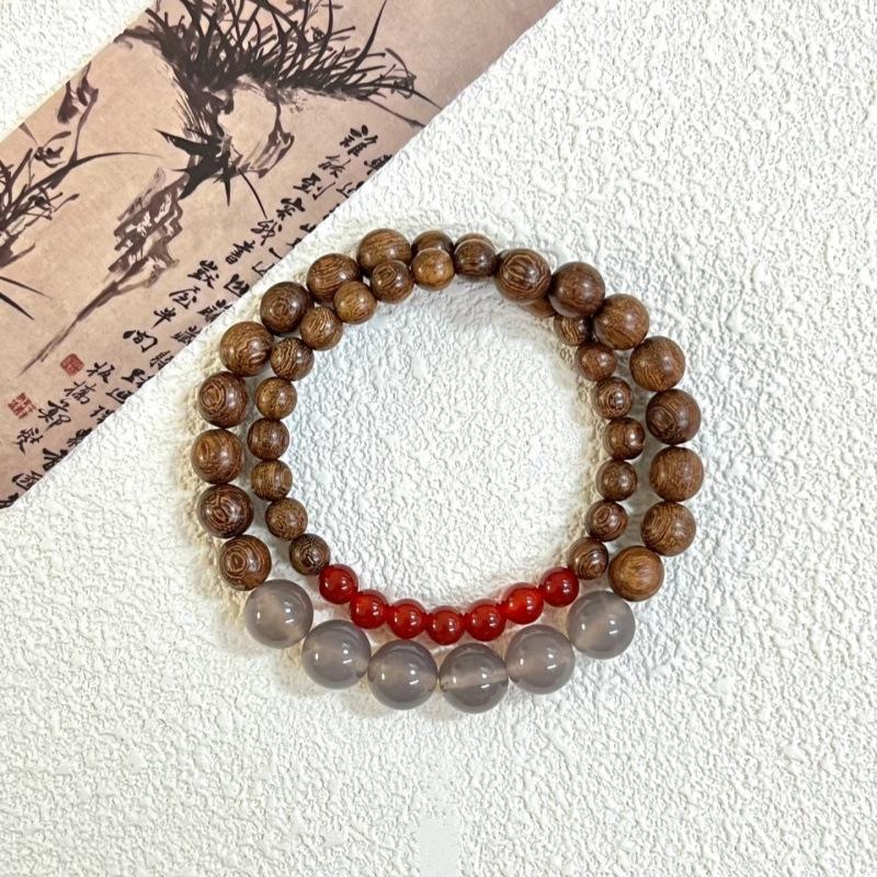 Chinese Style Wooden Beads Double Layered Wearing Simple Personality Versatile Bracelet Jewelry
