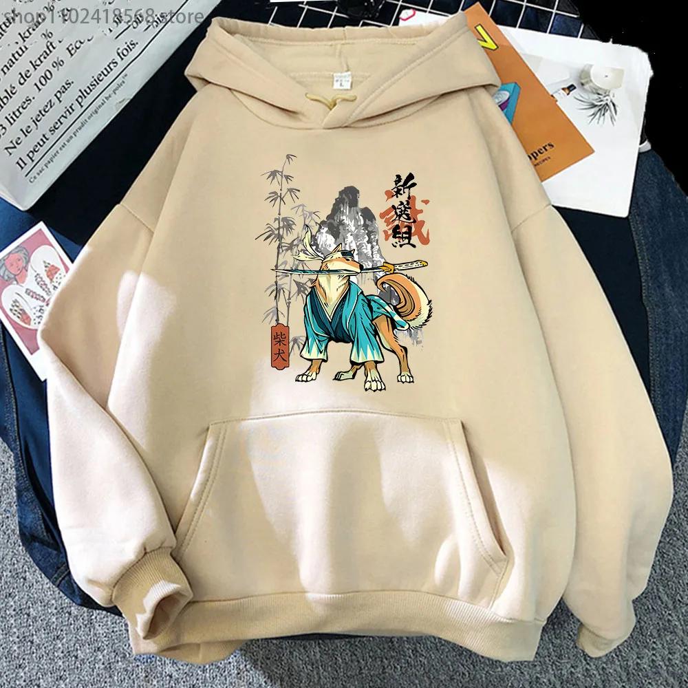 Ramen Shiba Hoodies Women Kawaii Samurai Dog Shinsengumi Shibas Sweatshirt Mens Clothing Fleece Pullovers Clothes