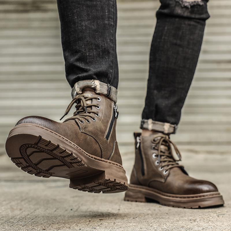 Golden Sapling Retro Motorcycle Boots for Men High Quality Soft Leather Basic Ankle Boot Male Winter Spring Platform Flats Shoes