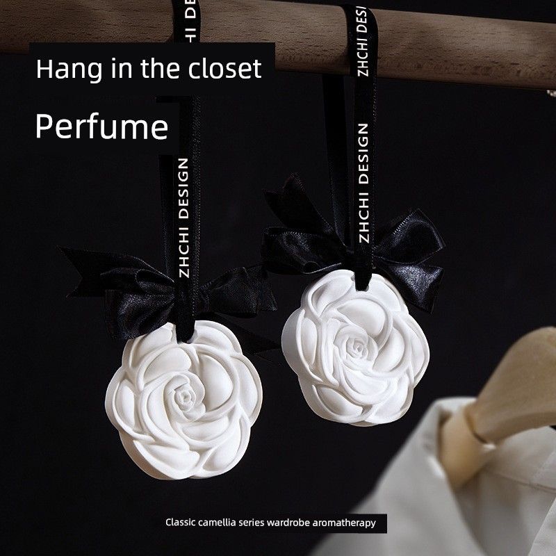 Camellia Car Fragrance Diffuser, Long-Lasting Aroma Gypsum Car Perfume, Car Interior Decoration Ornament