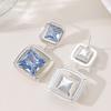 Geometric Glass Crystal Stud Earrings Women Minimalist Chic Statement Jewelry Silver-Plated Copper Post 2025 Fashion