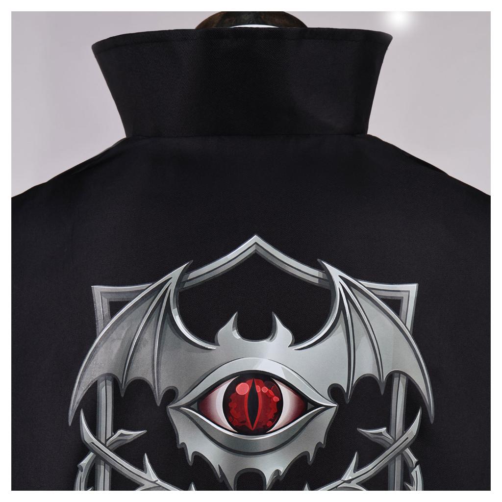 Gothic Vampire Count Cloak, Long Stand Collar Cape Black Red Lining Halloween Coat