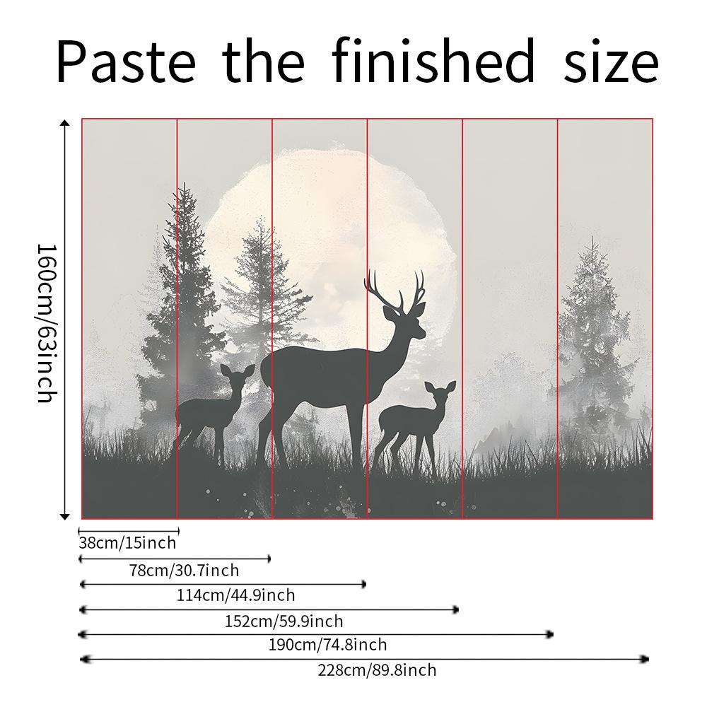Fun-L039 Cartoon Forest Elk Bedroom Living Room Home Background Wall Landscaping Decorative Wall Stickers