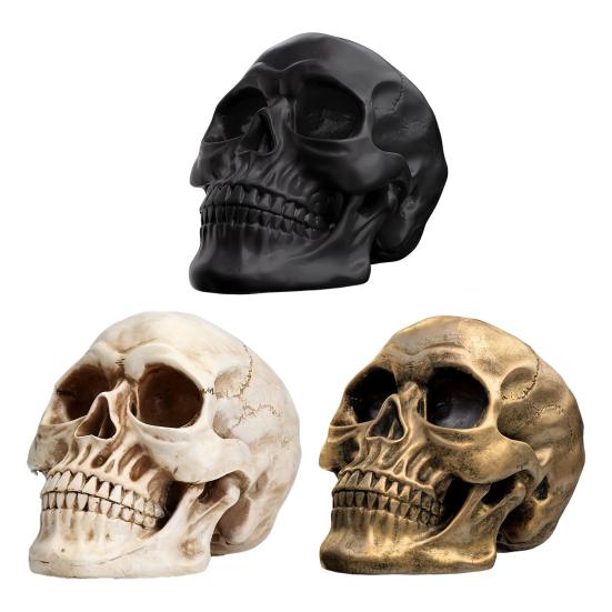 Skull Ornament Realistic Details Resin Crafted Desktop Skull Statue Halloween Office Home Desk Accessory