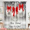 2pcs,2D Plane Printing Minimalist Curtains Christmas Baubles Red Bows (3) Polyester (without Rod) Gifts Use for Bedroom, Living