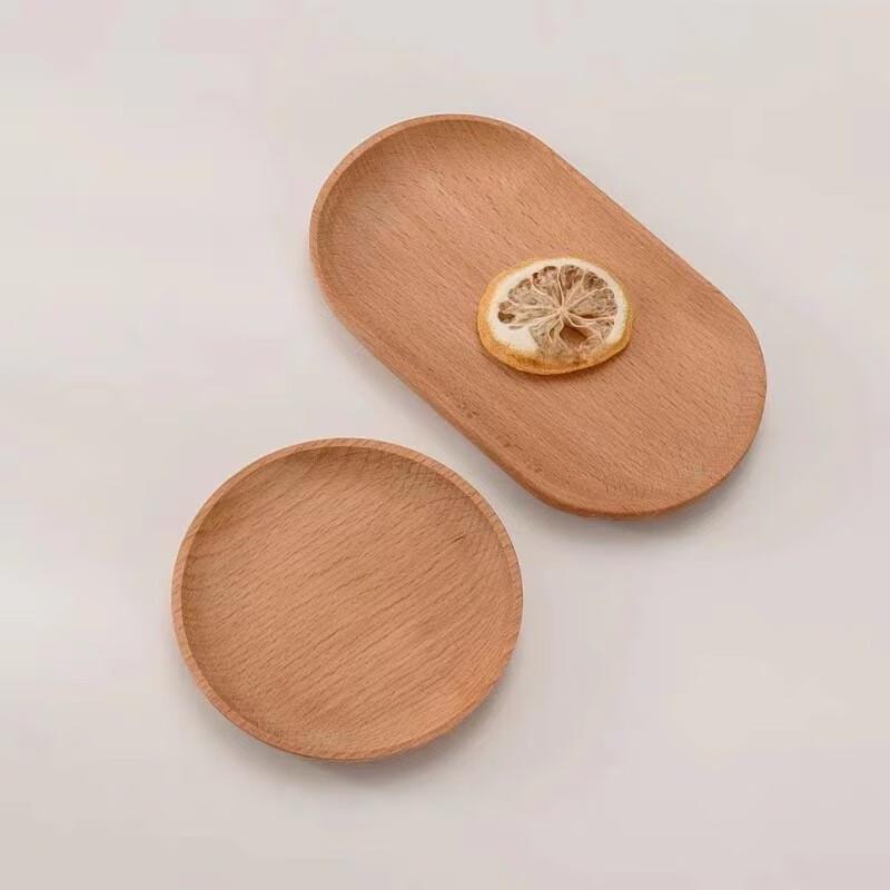 ZISIZ Beechwood Round Serving Plate Set