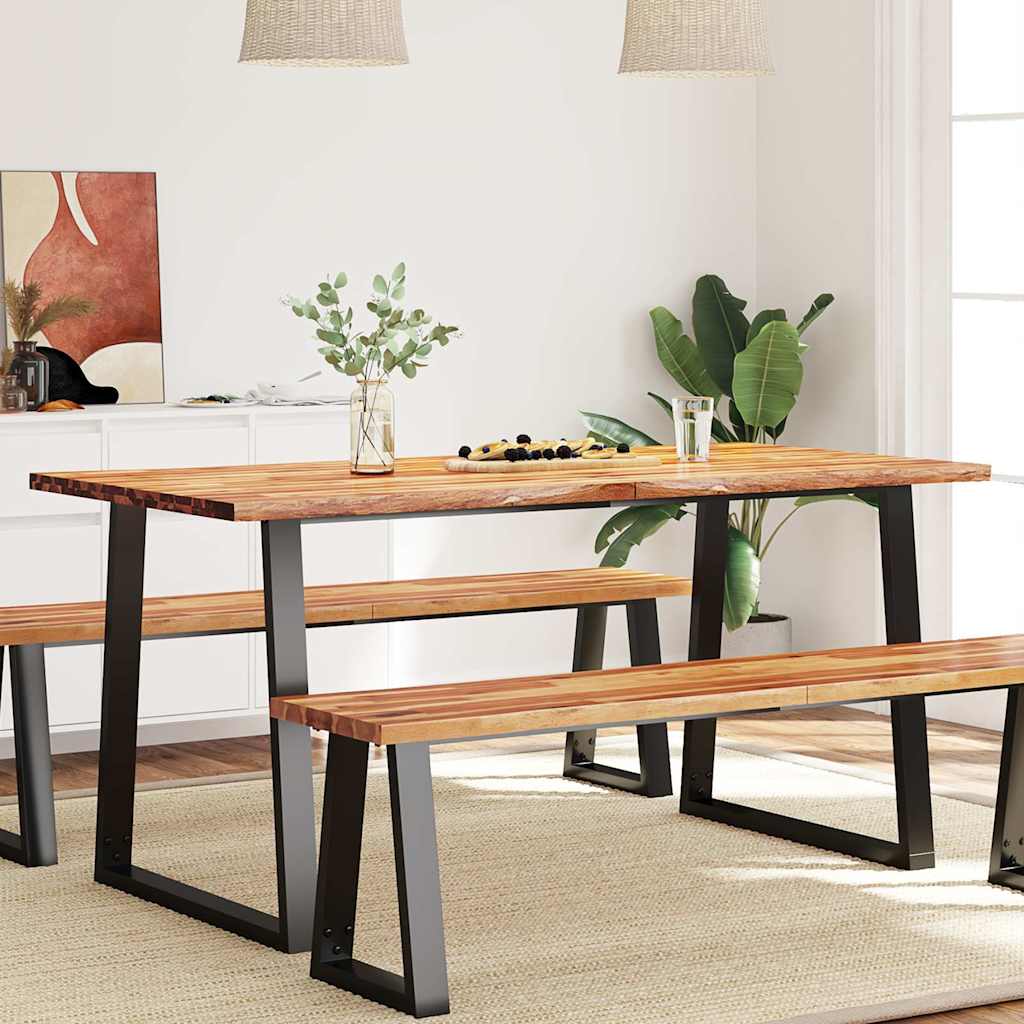 Dining Table with Live Edge 160 x 80 x 75 cm Solid Acacia Wood