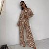 United States have entered new suits, fashionable printed loose long-sleeved shirts + straight pants, spring and autumn women's clothing, four seasons