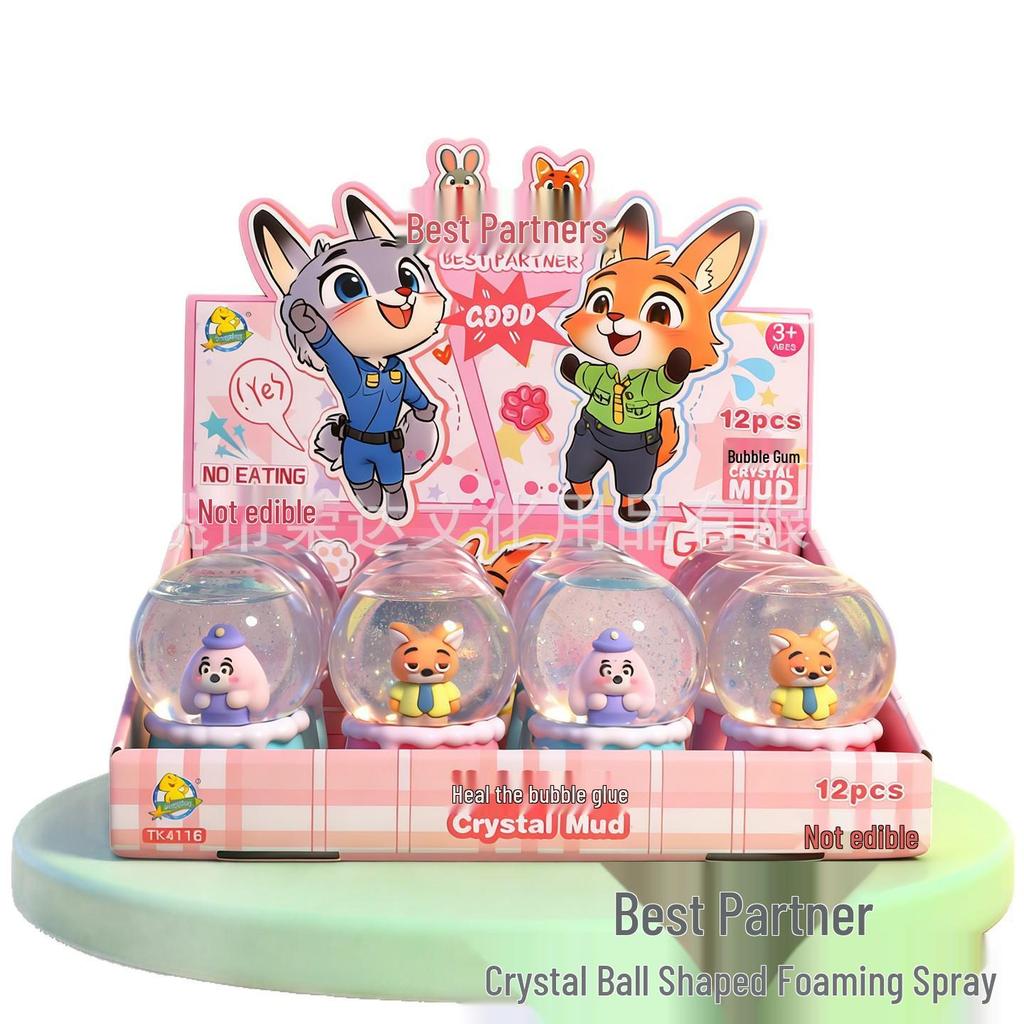 Crazy Animal Crystal Ball Slime: Transparent Mud with Rabbit & Fox Figurines - Children's Toy