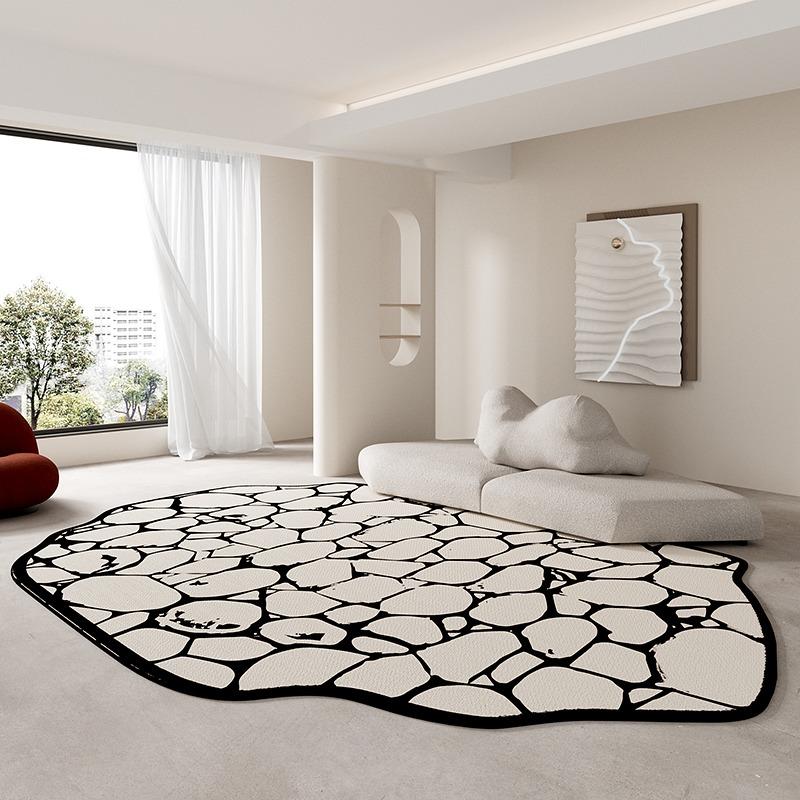 Shaped Living Room Carpet Large Size Bedside Floor Mat Irregular Shape Black White Minimalist Style Home Decoration Rug Alfombra