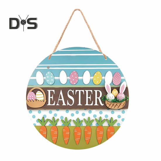 

Пасхальный деревянный приветственный дверной знак в виде заячьего ушка, красочное яйцо, дверной подвесной знак, украшение на входную дверь, декоративная настенная табличка 30cm A