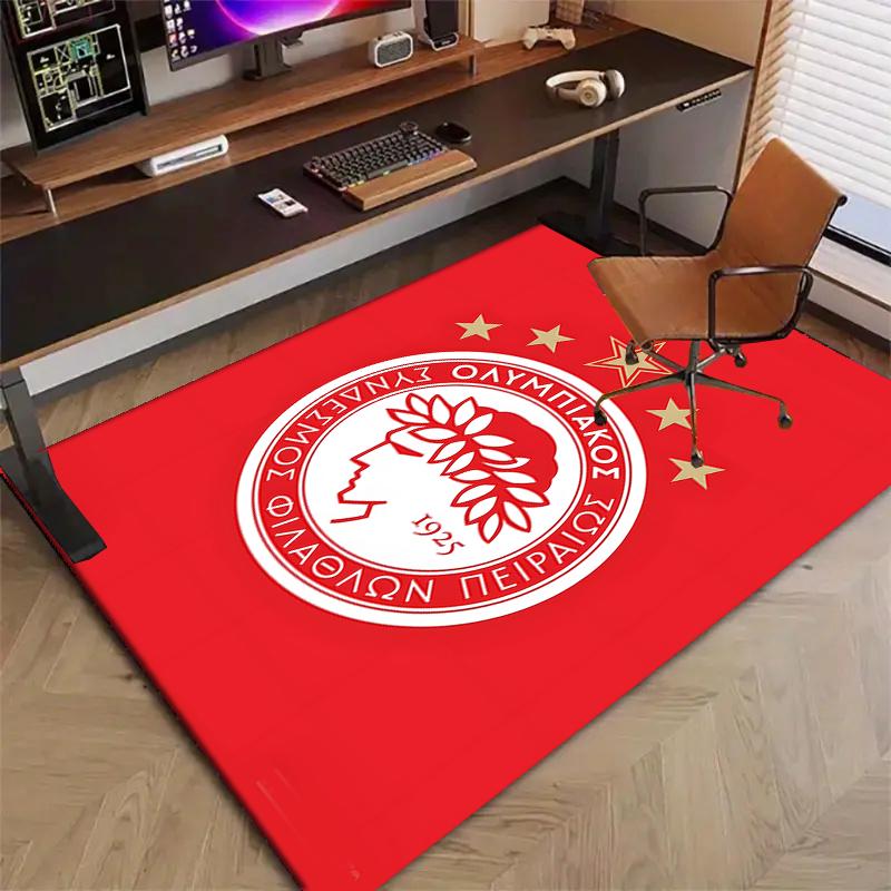 Olympiacos F.C Polyester Carpet, Soft Indoor Mat for Office Chair, Living Room, Computer Desk - Decorative Home Office Rug Design
