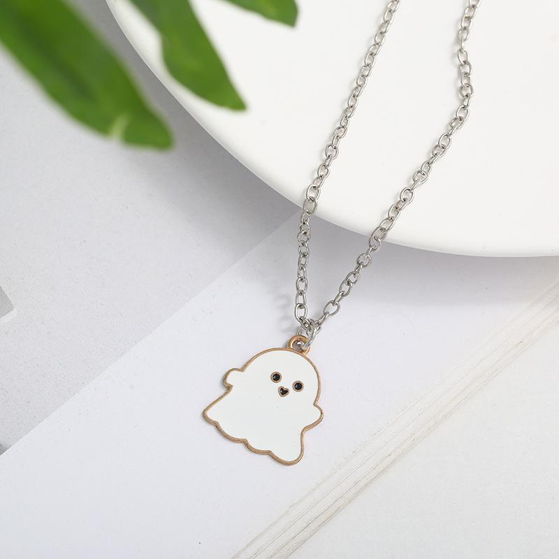 Cute Ghost Halloween Necklace Gift For Kids Lovely Girls Women's Small Chain Necklace Jewelry
