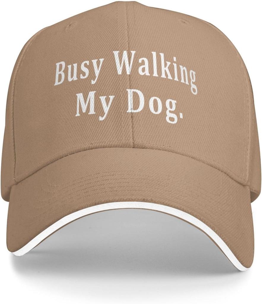Busy Walking My Dog Baseball Cap Polyester Adjustable Outdoor Casual Hat for Men Women