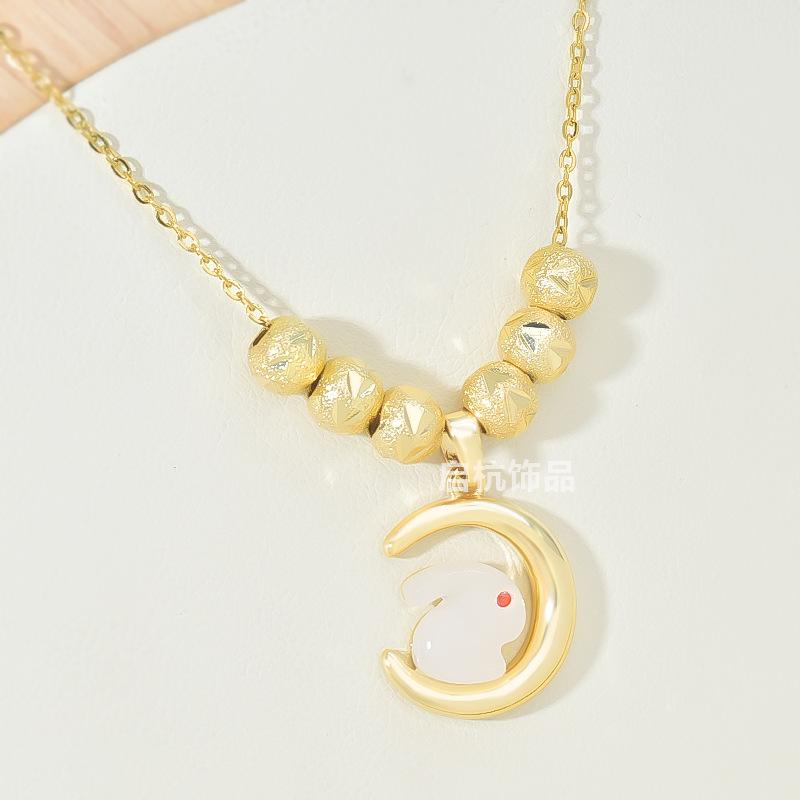 

Ожерелье с лунным кроликом, женское, легкое, роскошное, высокое качество, универсальный, трендовый, милый кулон