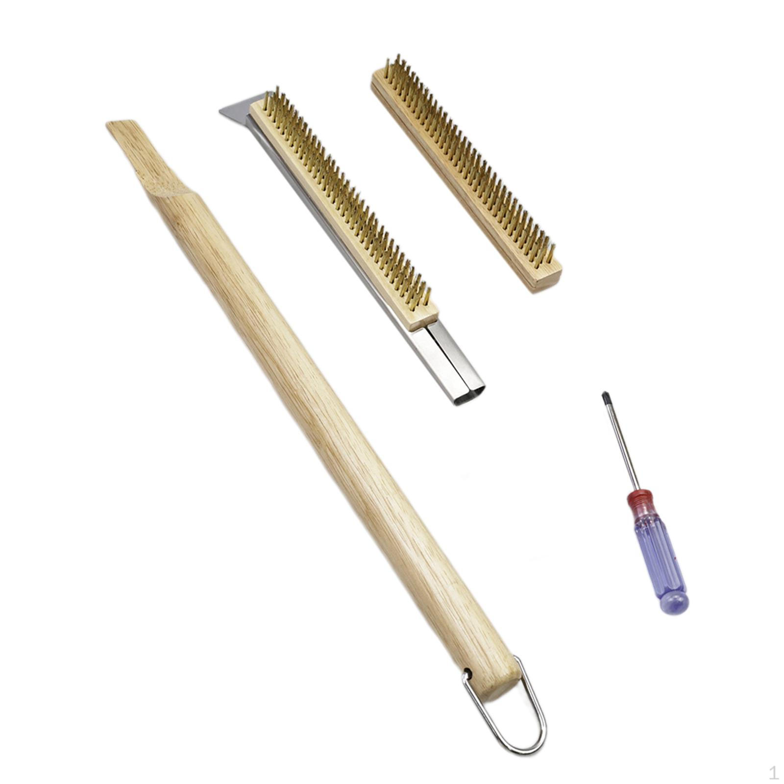 

26 Щетка для пиццы для чистки камня, гриля для барбекю, с деревянной ручкой, для замены на кухнях с