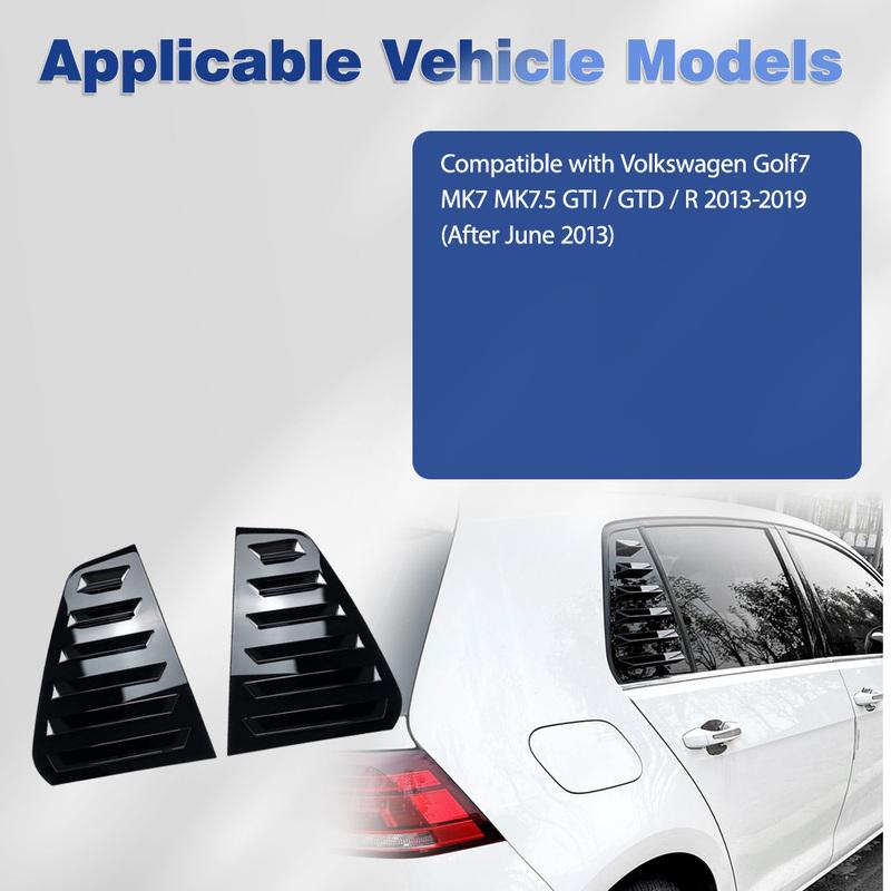 For Volkswagen Golf7 MK7 MK7.5 GTI/GTD/ R 2013- Rear Side Window Trim Spoiler 1Pair Window Shutter Cover Louver Air Vent