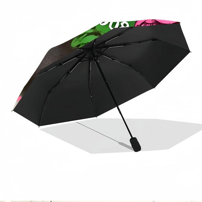 Alpha Kappa Alpha Print Automatic Open Close Umbrella, Portable Foldable Umbrella, for Outdoor Commute Camping Trip, Ideal Birthday Gift