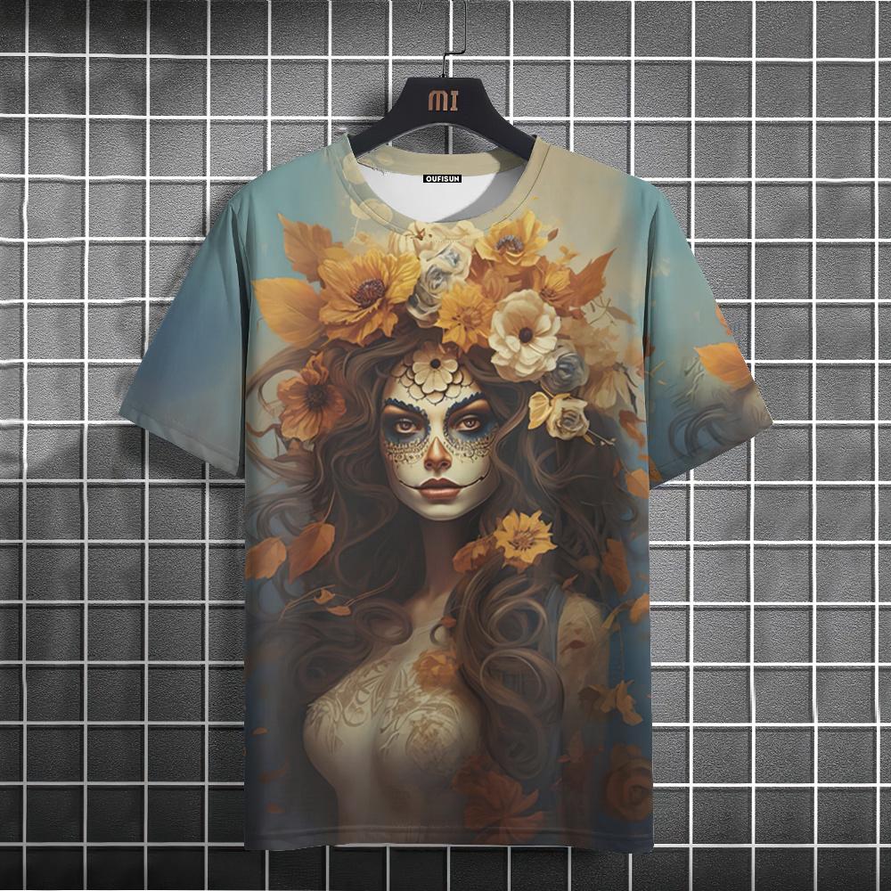 Mexican Skull Day Of The Dead Graphic T Shirt For Unisex WoUnisexs Graffiti Clothing Horror Goth T-shirts Fashion Streetwear Tops Tees