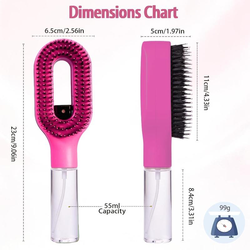 Hair Spray Comb with Fine Mist - 2-in-1 Water Tank Brush for Hydration & Scalp Exfoliation, Travel-Friendly Daily Hair Care Tool