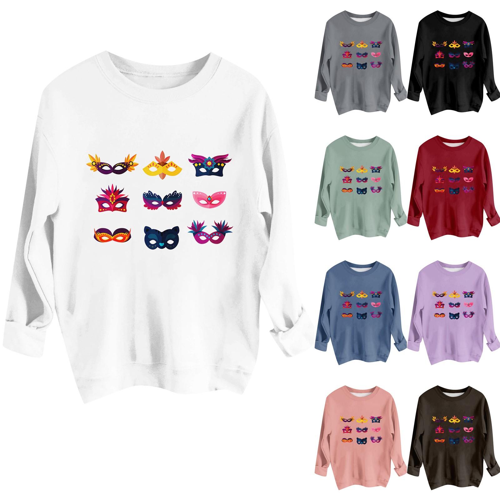 

Women s Casual Fashion Long Sleeved Carnival Printed Pullover Hoodie Top L